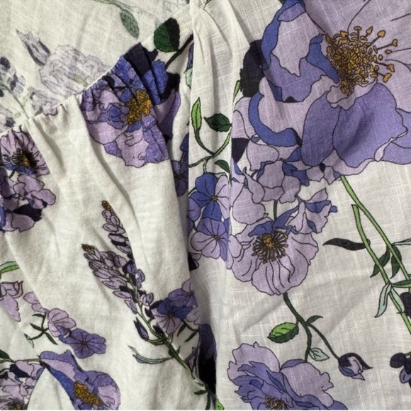 Anthropologie V-Neck Purple Floral 3/4 Puff Sleeve Blouse Top Size S NEW - Picture 8 of 11
